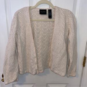 AXCESS Liz Claiborne cream crochet cardigan size small